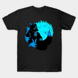 Dark Black and Blue Kitsune T-Shirt